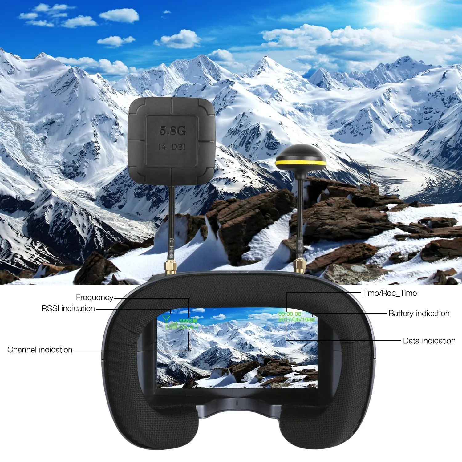 5.8G 40CH 4.3 Inch 800*480 Vid - đánh giá và giá Fpv Drone Goggles